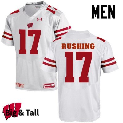 Men's Wisconsin Badgers NCAA #17 George Rushing White Authentic Under Armour Big & Tall Stitched College Football Jersey OI31D86FH